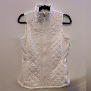 Athleta Rock Springs Quilted Vest White Zip Up Pockets Mock Neck Size S